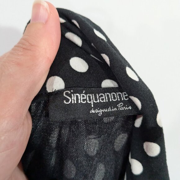 Sinequanone Polka Dotted Sleeveless Dress Neck Tie Black White Size 1 US Size XS - Picture 3 of 7